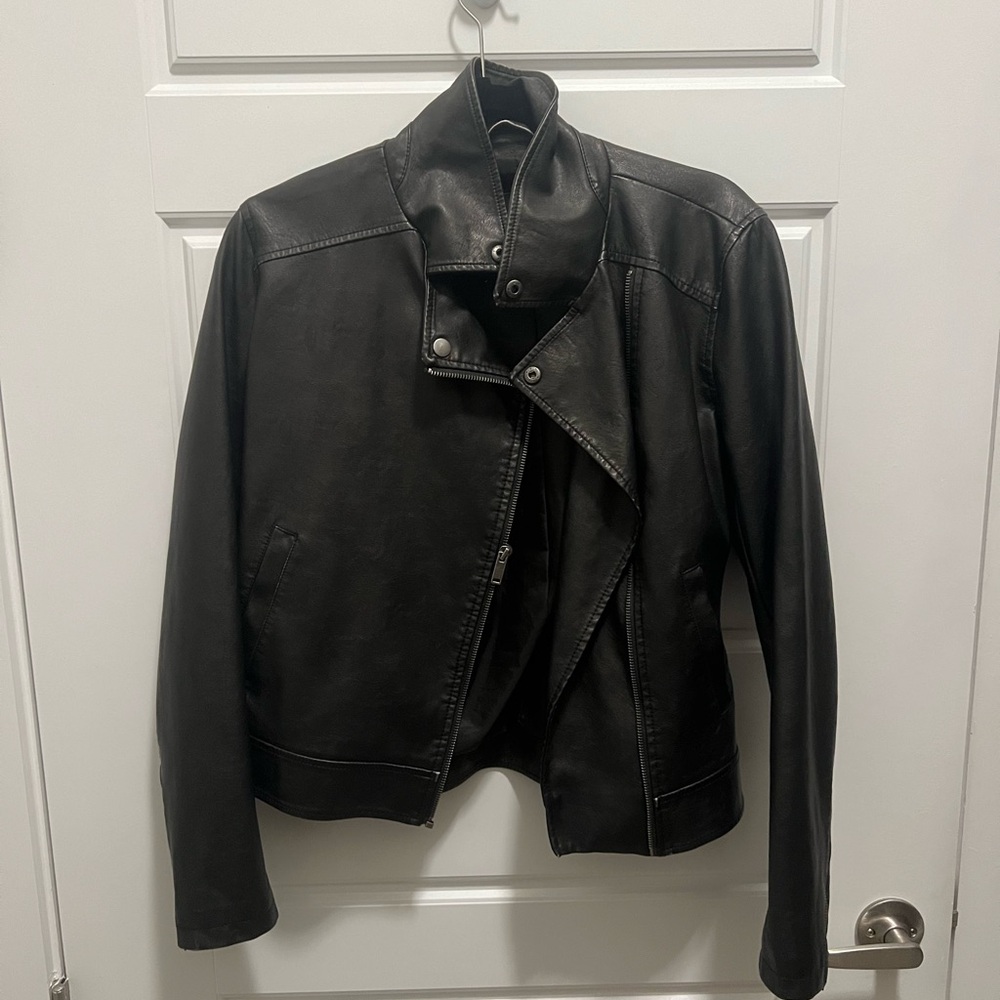 Threshold leather jacket with silver details